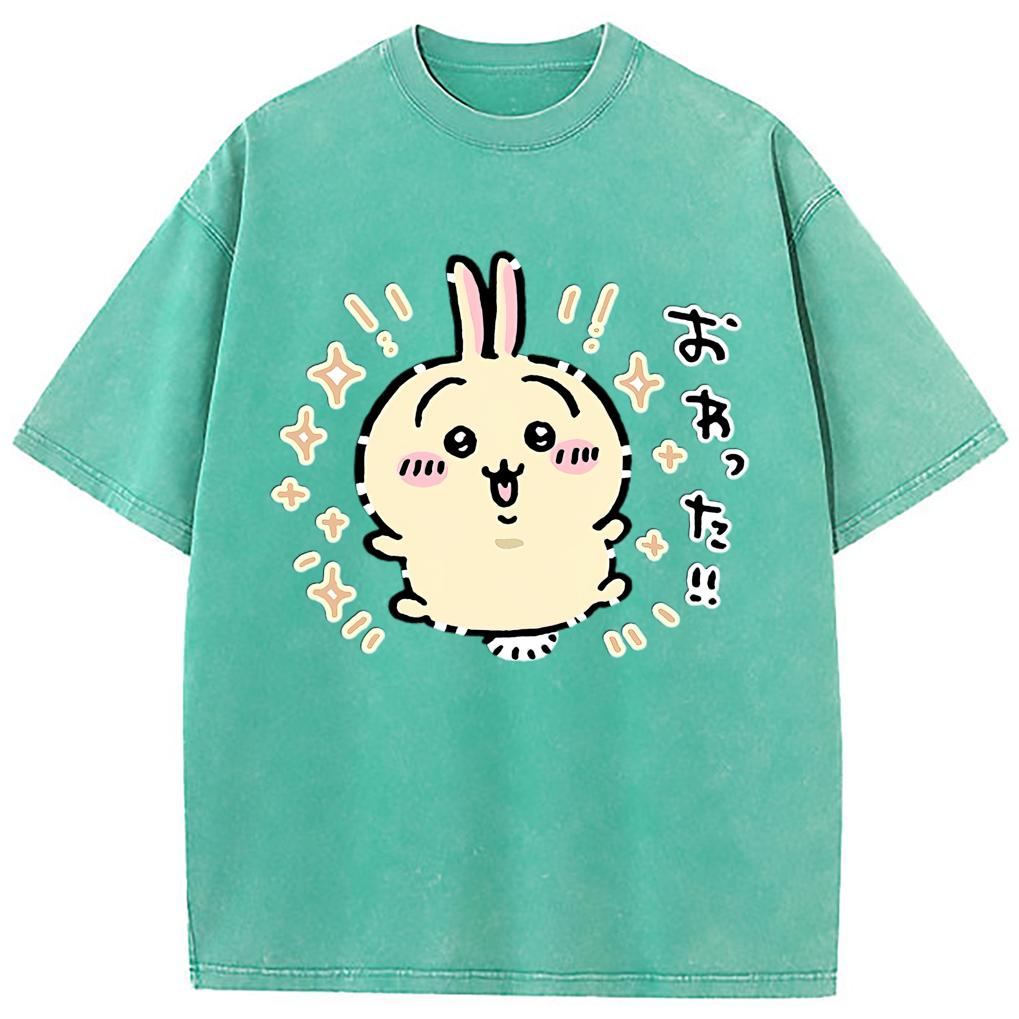 （画像用） ちいかわ うさぎ Chii-kawa usagi 綿100% ヴィンテージ風 半袖Tシャツ（フロントプリント）